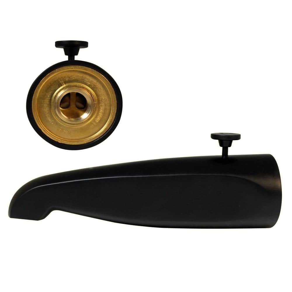 Westbrass D3111-62 8-1/2" Reach Brass Tub Spout with Rear Diverter, Matte Black