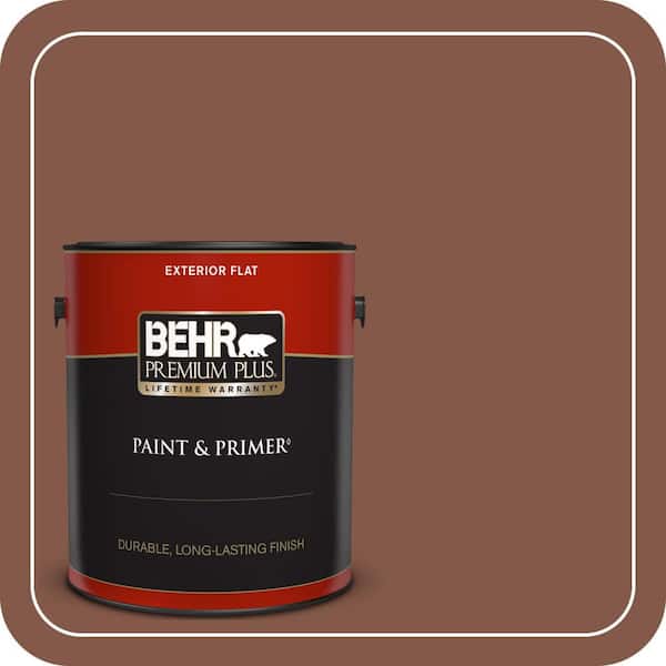 BEHR PREMIUM PLUS 1 gal. #QE-15 Iron Oxide Flat Exterior Paint & Primer
