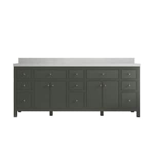 Sonoma 84 in. W x 22 in. D x 36 in. H Double Sink Bath Vanity in Pewter Green with 2 in. Carrara Quartz Top