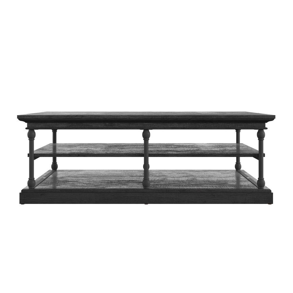 Teamson Kids 55 in. Black Cornice Rectangle Wood Storage Shelf Coffee Table 40E296BK-30N - The ...