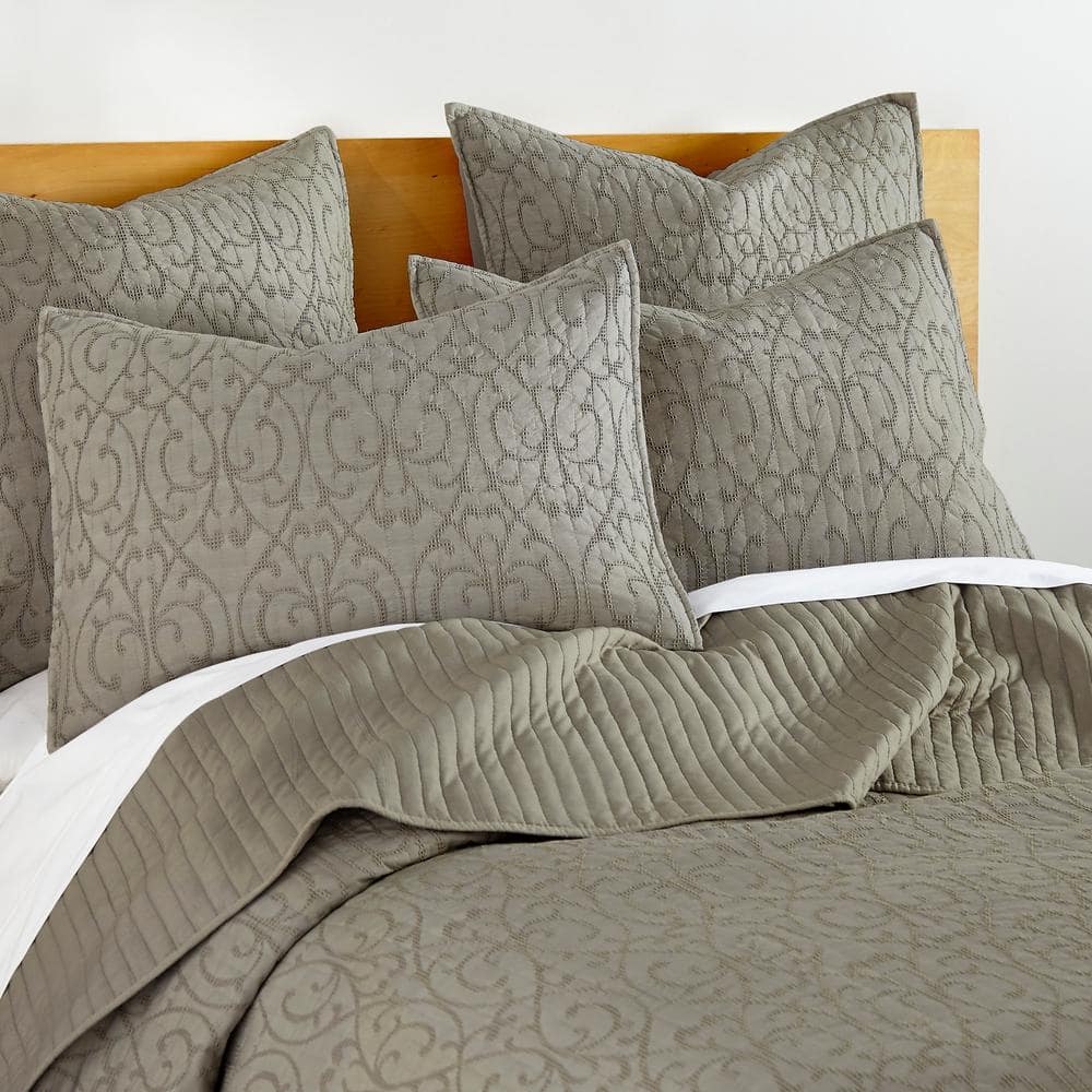Taupe Twin Reversible Microfiber Quilt Set