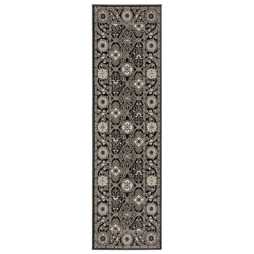 Rayder Black/Gray 2 ft. x 8 ft. Oriental Persian Trefoil Polypropylene/Polyester Indoor Runner Area Rug price history on PriceWatchPro