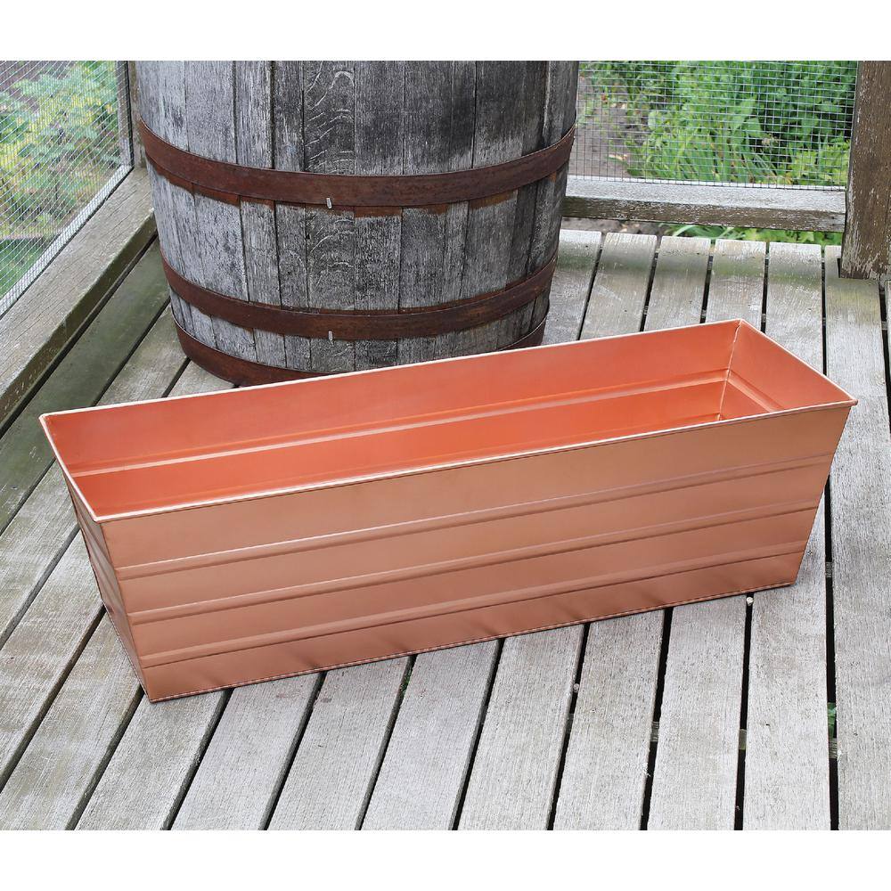 Large Copper Plated Steel Window Flower Box Planter