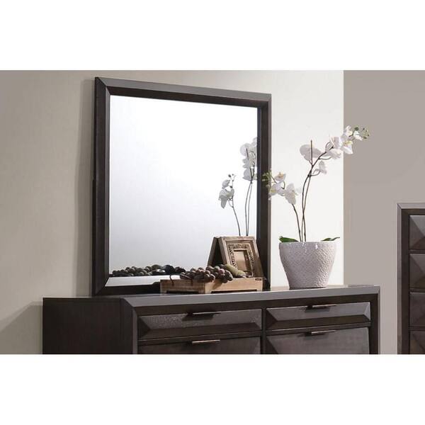 GOSALMON 39 in. W x 35 in. H Rectangle Wood Frame Espresso Mirror