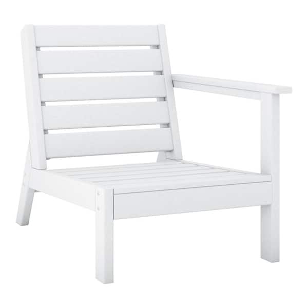 WESTIN OUTDOOR Birchwood Outdoor Patio Deep Seating HDPE Lounge Chair with Right Facing Arm in White