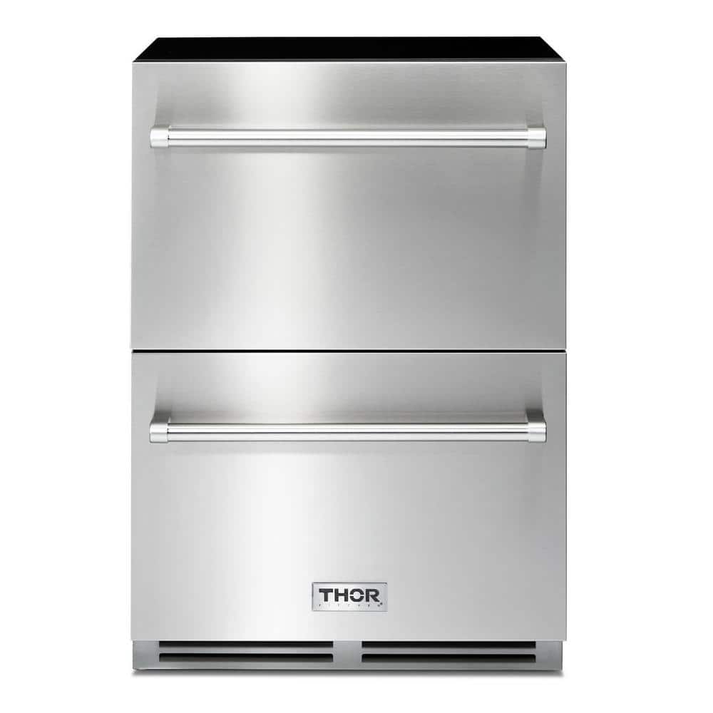 Thor Kitchen 24 in. 5.4 cu. ft. Under Counter Double Drawer Refrigerator in Stainless Steel, Silver