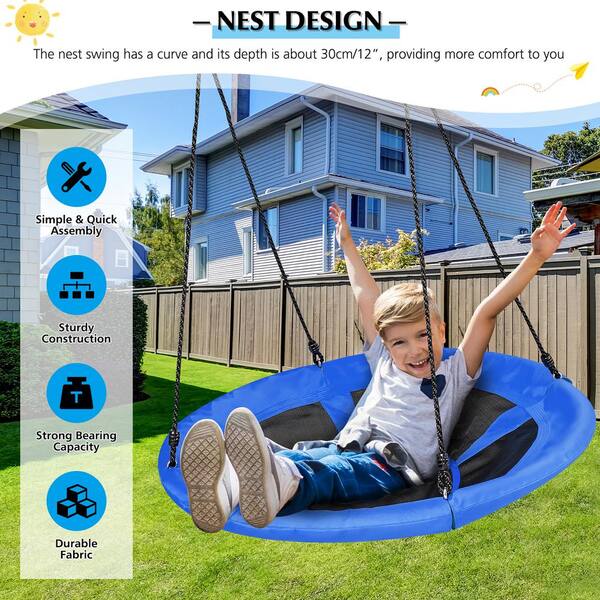 Costway 40 in. Nest Tree Swing Round Outdoor Swing for Backyard Blue  NP10047NY - The Home Depot