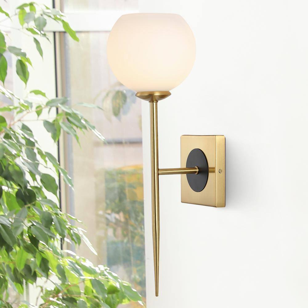 Sylvie 20" Brass Gold & White Iron LED Wall Sconce
