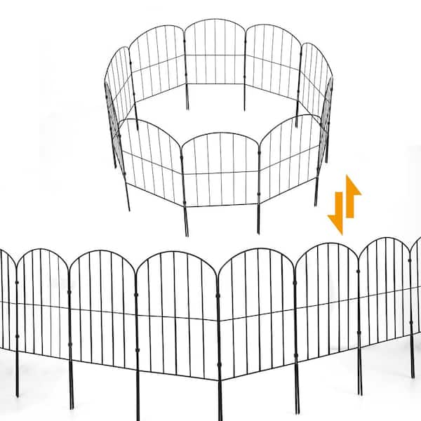 Oumilen 23.6 in. x 13 in. x 10 ft. Green Border Folding Steel Fence Lawn Patio Yard Garden Fence (10-Pieces)