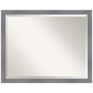 Edwin Grey 30.5 in. x 24.5 in. Beveled Casual Rectangle Wood Framed Bathroom Wall Mirror in Gray