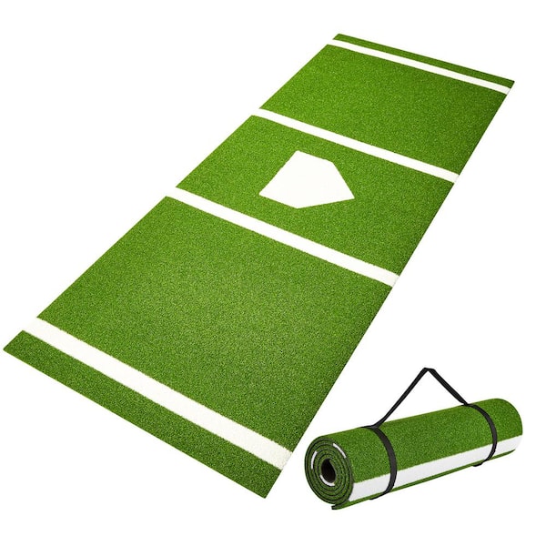 VEVOR Baseball Softball Hitting Batting Mat 10 x 3.8 ft. Indoor/Outdoor Softball Mat Portable Practice Mat, Green