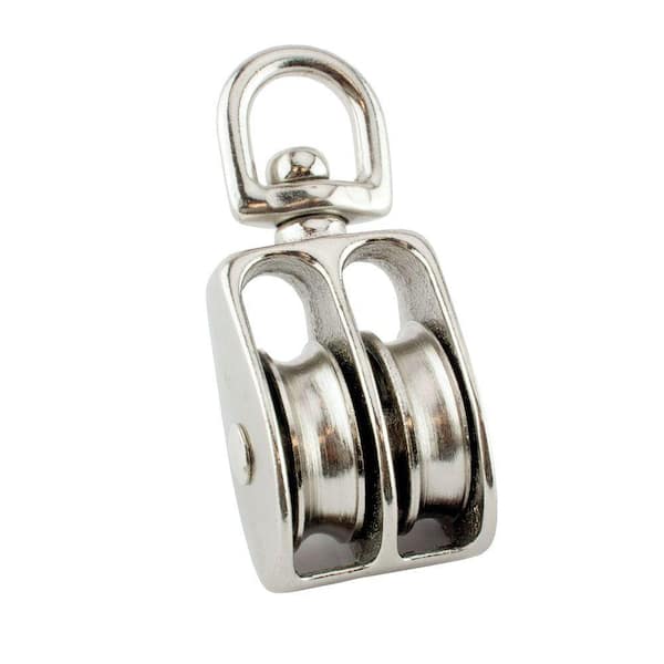 Everbilt 1-1/2 in. Nickel-Plated Swivel Double Pulley