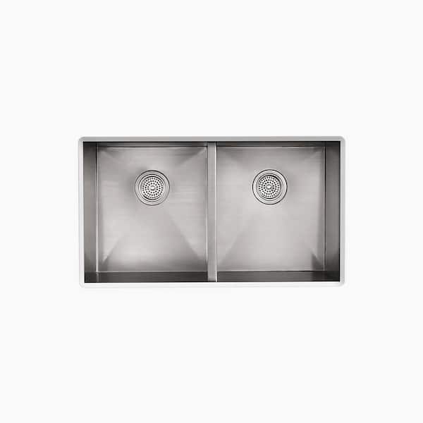 KOHLER Vault 32 in. Undermount Double Bowl Stainless Steel Kitchen Sink