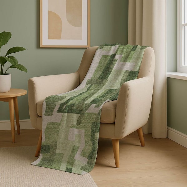 Premium Machine Washable ASB740 Green 50 in. x 70 in. Sherpa Throw Blanket