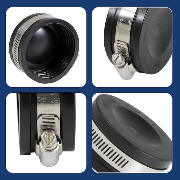 PLUMBFLEX 2 in. Pvc Flexible Pipe Cap with Stainless Steel Clamps