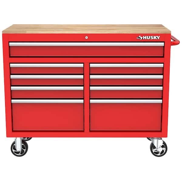 Husky Tool Storage 46 in. W x 18 in. D Gloss Red Mobile Workbench Cabinet