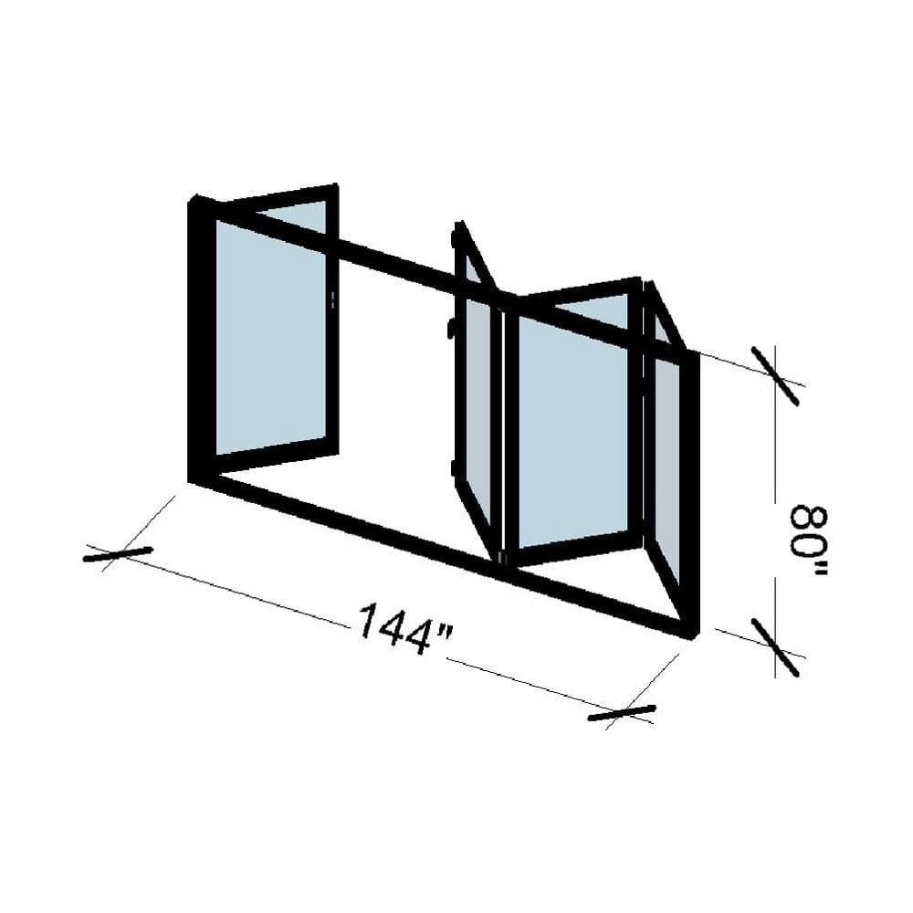 Eris 144 in. x 80 in. Left Opening/Outswing Black Aluminum Folding Patio door BFO144801L3R