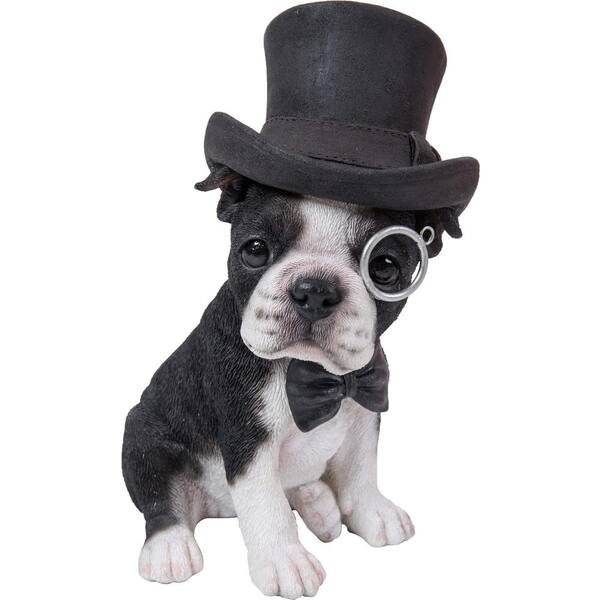 Hi Line Gift Boston Terrier With Top Hat Garden Statue B The Home Depot