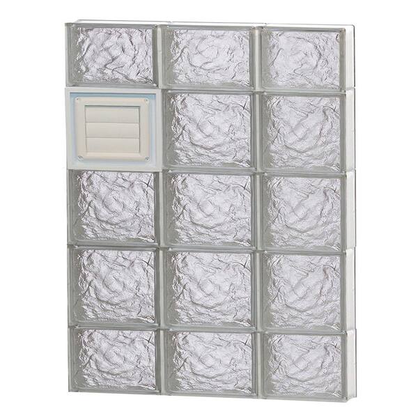 Clearly Secure 23.25 in. x 34.75 in. x 3.125 in. Frameless Ice Pattern Glass Block Window with Dryer Vent