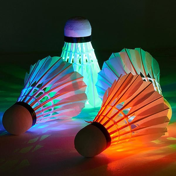 4 PACK LED Shuttlecock Badminton Balls Set Dark Night Glow Birdies Lighting Gift