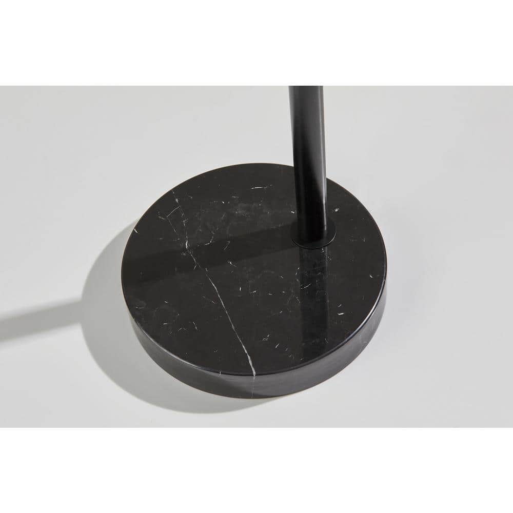 Adjustable Black Arc Floor Lamp with Marble Base