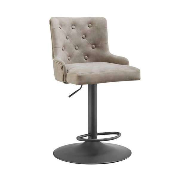 Benjara 32 in. Beige and Black Low Back Metal Frame Bar Stool with Polyester Seat