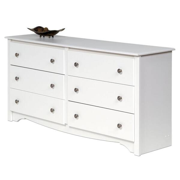 Prepac Monterey 6 Drawer White Dresser, 72 Inch Dresser White