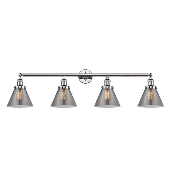 Cone 43.75 in. 4-Light Polished Chrome Vanity Light with Glass Shade