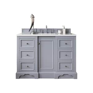 De Soto 49.3 in. W x 23.5 in. D x 36.3 in. H Bathroom Vanity in Silver Gray with White Zeus Quartz Top