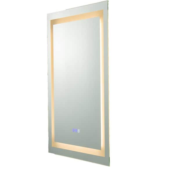 Costway 24 in. W x 32 in. H Silver Bathroom Wall Mirror Makeup Mirror with Colorful Light Anti-Fog