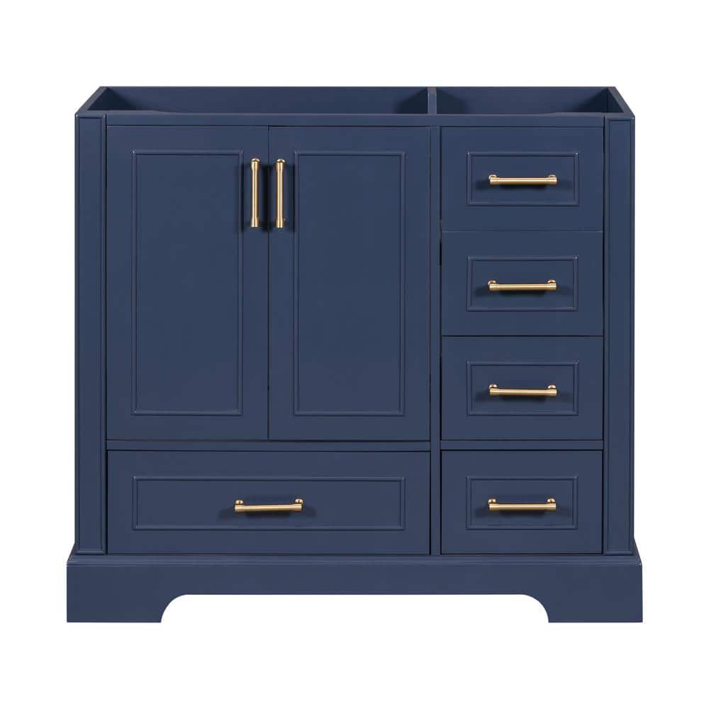 35.4 in. W x 17.8 in. D x 33 in. H Bath Vanity Cabinet without Top in Blue 