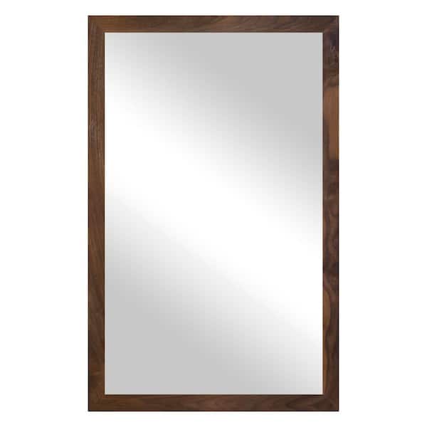 2 in Walnut Frame (30 in. W x 59 in. H) Walnut Hardwood Rectangle Wall Mirror