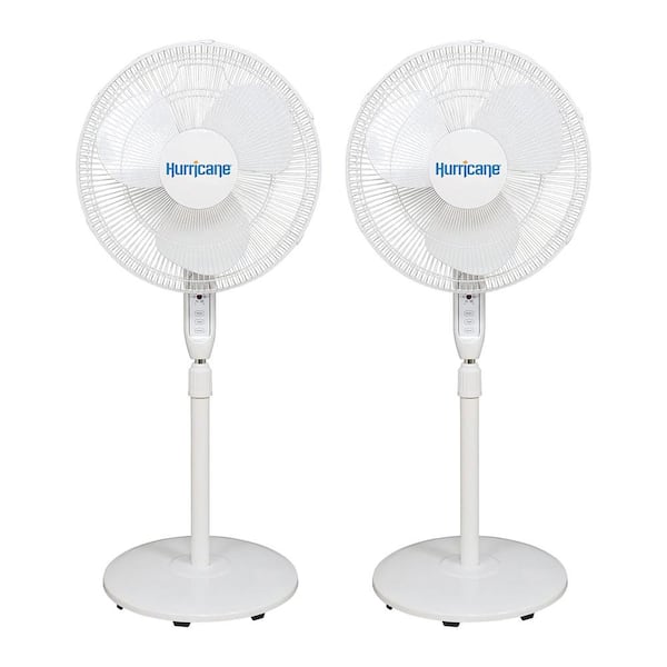 16 in. 3-Speed Oscillating Stand Pedestal Fan in White with Remote(2-Pack)