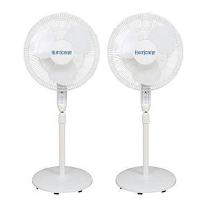 16 in. 3-Speed Oscillating Stand Pedestal Fan in White with Remote(2-Pack)