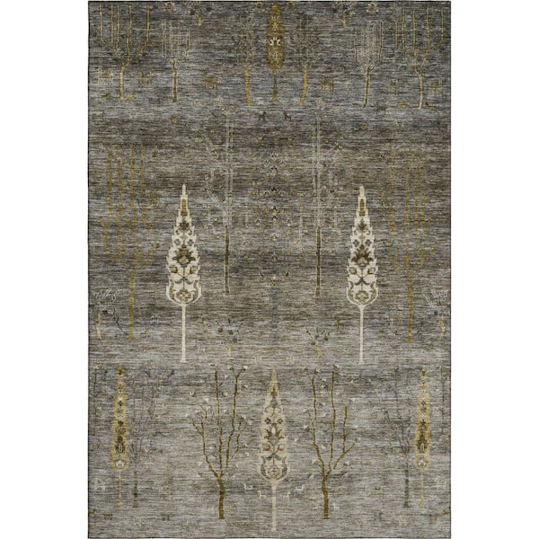 Mayfield Premium Machine Washable Abstract AMF1922 Pewter 8 ft. x 10 ft. Area Rug