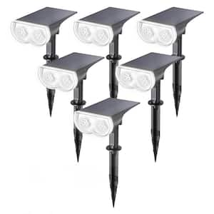 30% Conversion Rate 6500K Waterproof Dusk-to-Dawn Landscape Solar Spotlights for Patio Garden Yard, Cool White (6-Pack)