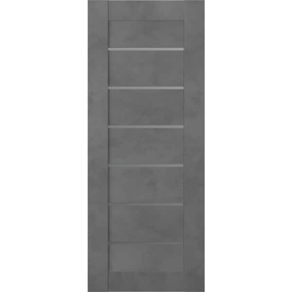 Belldinni Vona 07-02 30 in. x 80 in. No Bore Solid Core 6 Lite Frosted Glass Dark Urban Finished Wood Composite Interior Door Slab