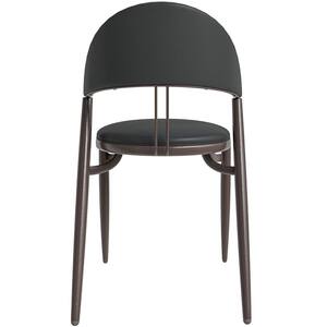 Venice Upholstered Leather Modern Dining Chair with Metal Legs in Black Set of 2