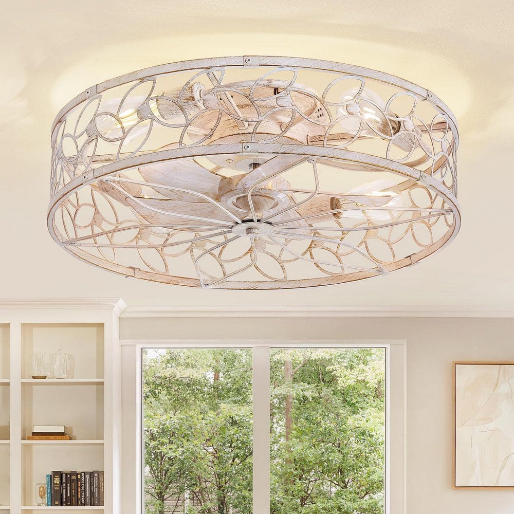MOKSILED 23 in. Indoor White Gold Quiet 6-Speed Modern Fandelier