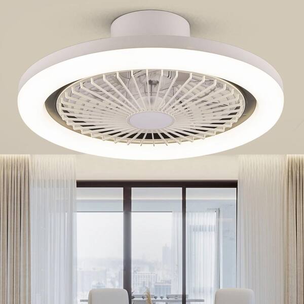 FANNEHONNE Lidia 20 in. Integrated LED White Flush Mount Ceiling Fan