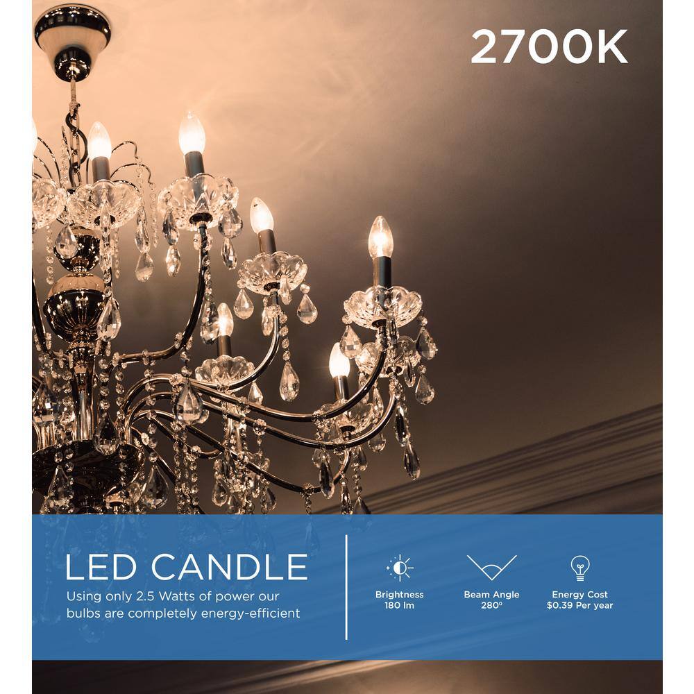 Clear Dimmable LED Filament B11 E12 Light Bulbs, 12-Pack