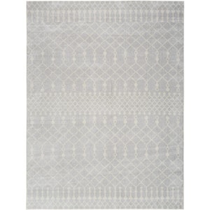 Astra Machine Washable Grey 6 ft. x 9 ft. Moroccan Transitional Area Rug