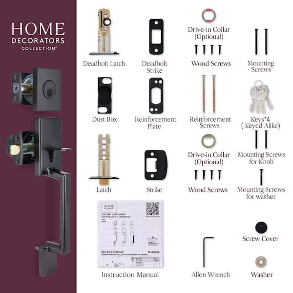 Bleecker Gun Metal Single Cylinder Door Handleset with Ridgeway Interior Knob