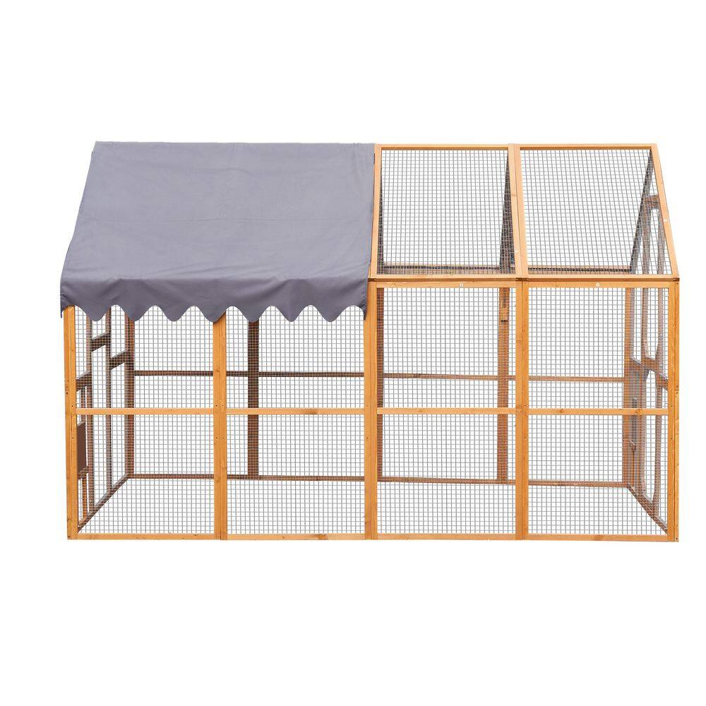 10 ft. W x 8 ft. D Outdoor Wooden Chicken Coop with Metal Fence, Upgrade Waterproof Cover, Brown price history on PriceWatchPro