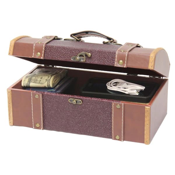 Vintiquewise Wooden Treasure Chest and Shoe Box Ideal as Keepsake Box, Jewelry Box, or Photo Storage Box