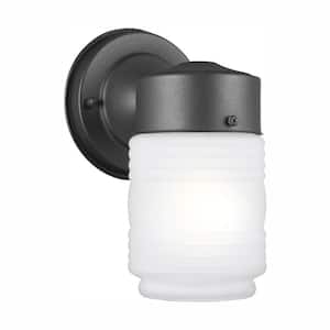 Outdoor Wall 1-Light Black Outdoor Wall Lantern Sconce with LED Bulb