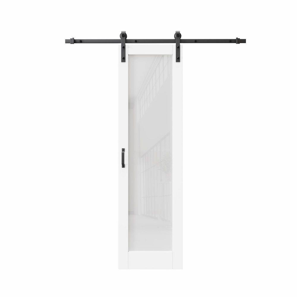 26 in. x 80 in. 1-Lite Frosted Glass White Primed MDF Composite Sliding Barn Door with Hardware Kit and Pantry Sticker price history on PriceWatchPro