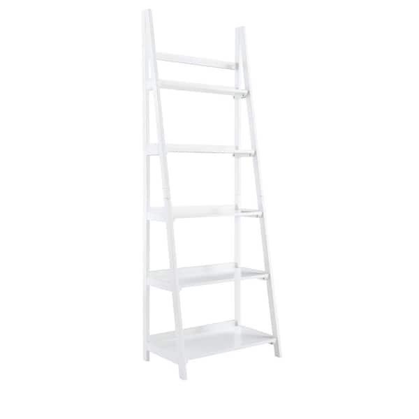 Linon Home Decor Breville 72 in. H White Wood Ladder Bookcase with 5-Shelves