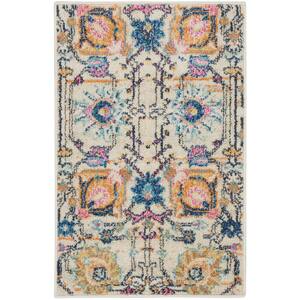 Passion Ivory/Multi 2 ft. x 3 ft. Floral Transitional Kitchen Area Rug