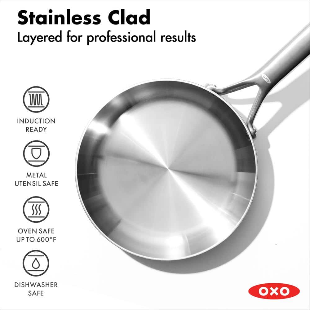 Mira Tri-Ply Stainless Steel 8" Frying Pan with Ceramic Coating